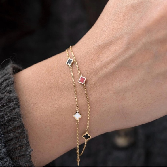 Clover Bracelet 10K Gold Clover Charm